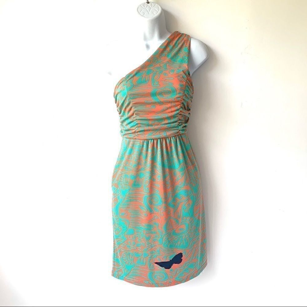 TRACY NEGOSHIAN ROUCHED ONE SHOULDER DRESS